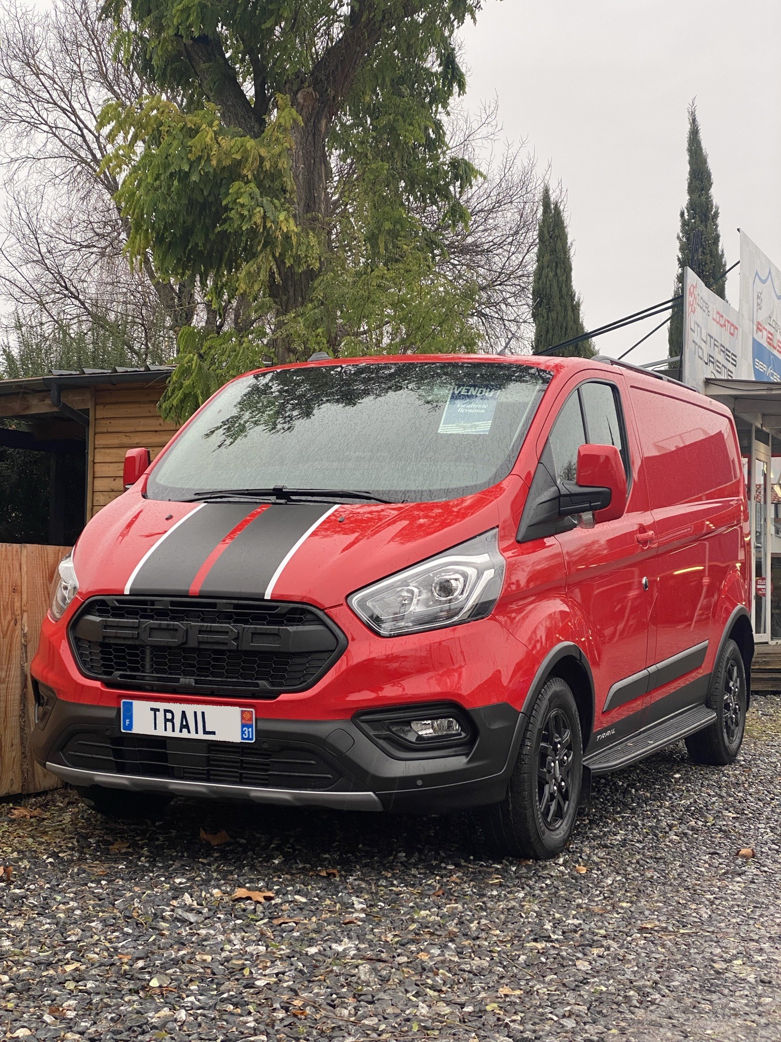 FORD TRANSIT CUSTOM  rouge Bandes noires TRIAL - Photo 3